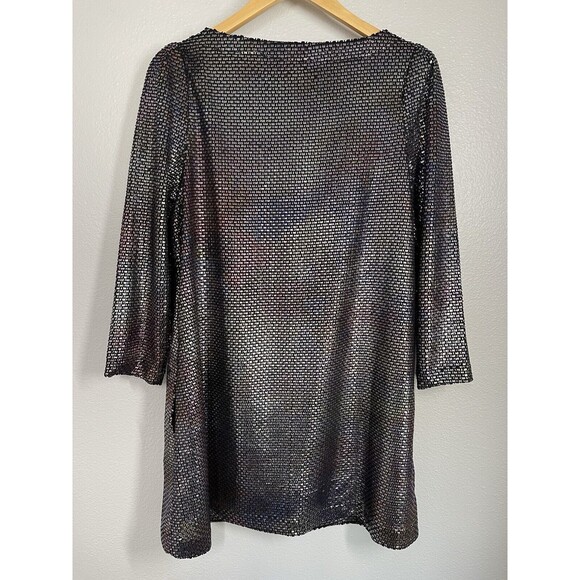 Free People Diamonds Are Forever Irridescent Metallic Puff Sleeve Mini Dress S - Picture 12 of 15